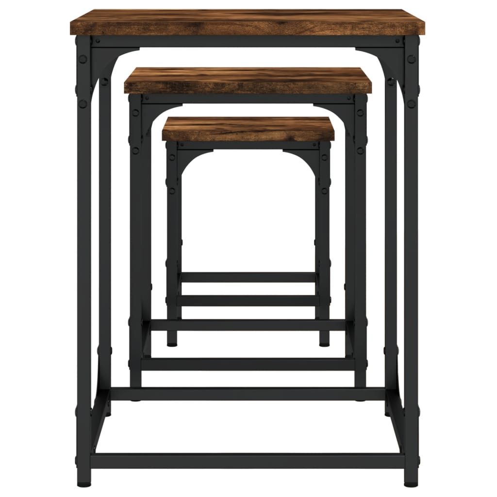 Tables basses gigognes 3 pcs chêne fumé bois d’ingénierie - Tables basses