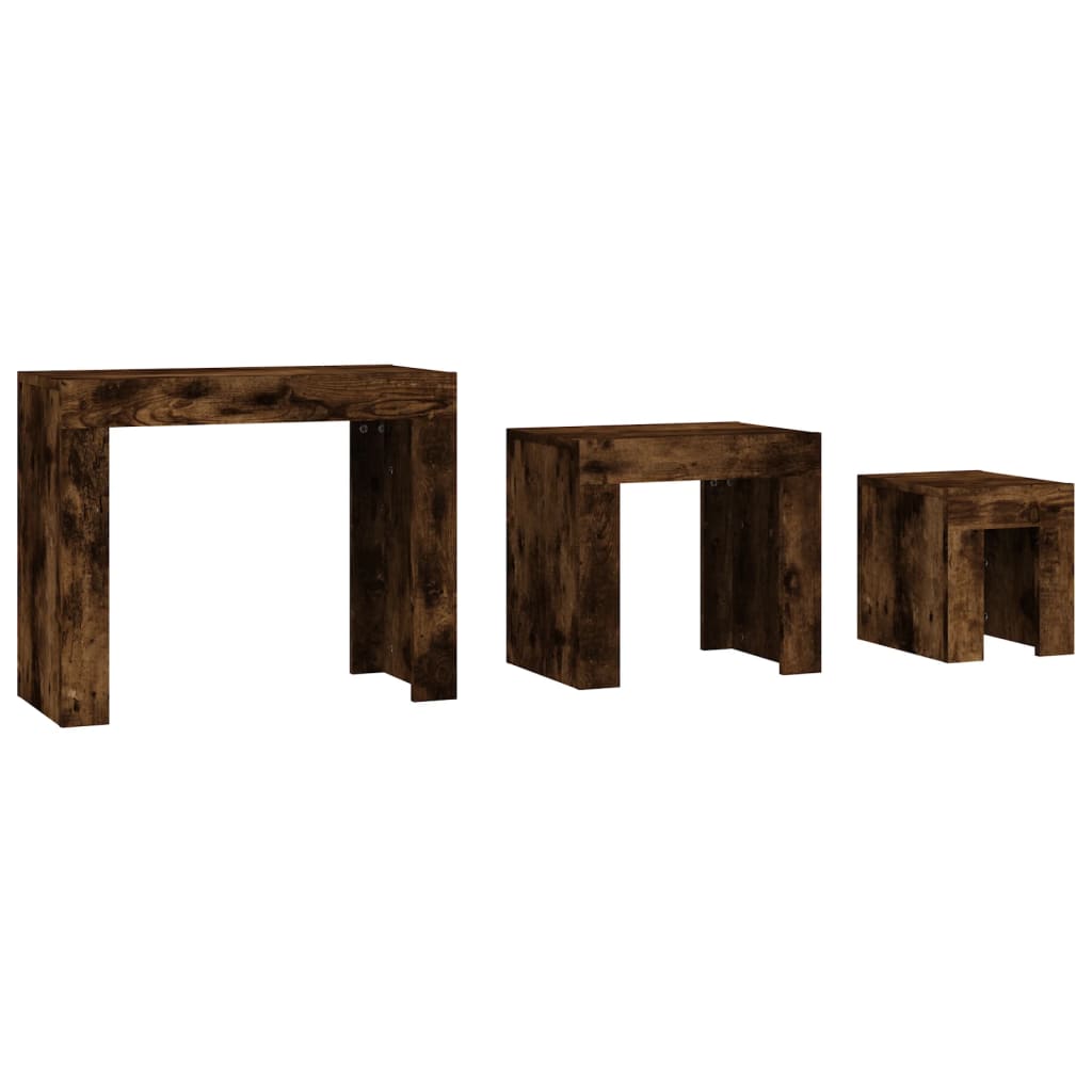 Tables basses gigognes 3 pcs Chêne fumé Bois d’ingénierie - Tables basses