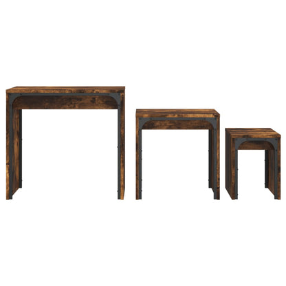 Tables basses gigognes 3 pcs chêne fumé bois d’ingénierie - Tables basses