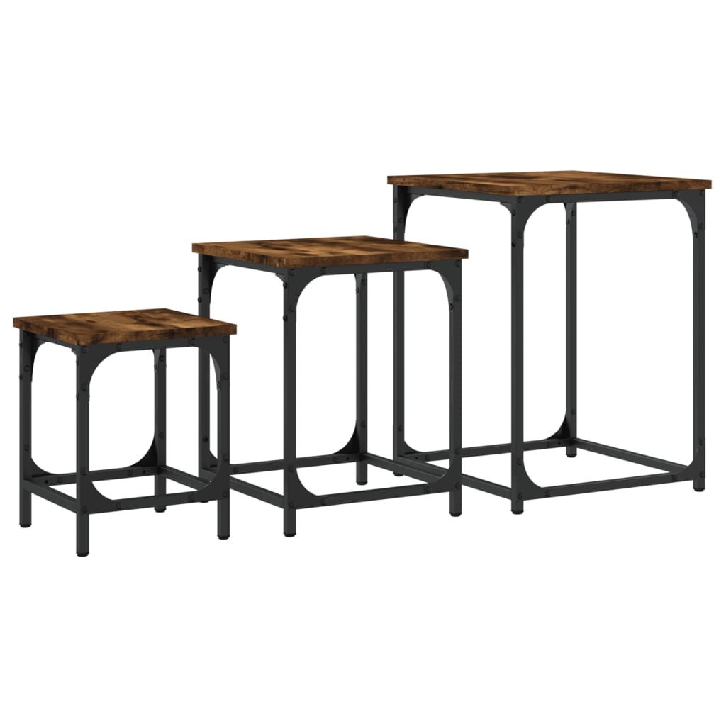 Tables basses gigognes 3 pcs chêne fumé bois d’ingénierie - Tables basses