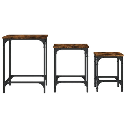 Tables basses gigognes 3 pcs chêne fumé bois d’ingénierie - Tables basses