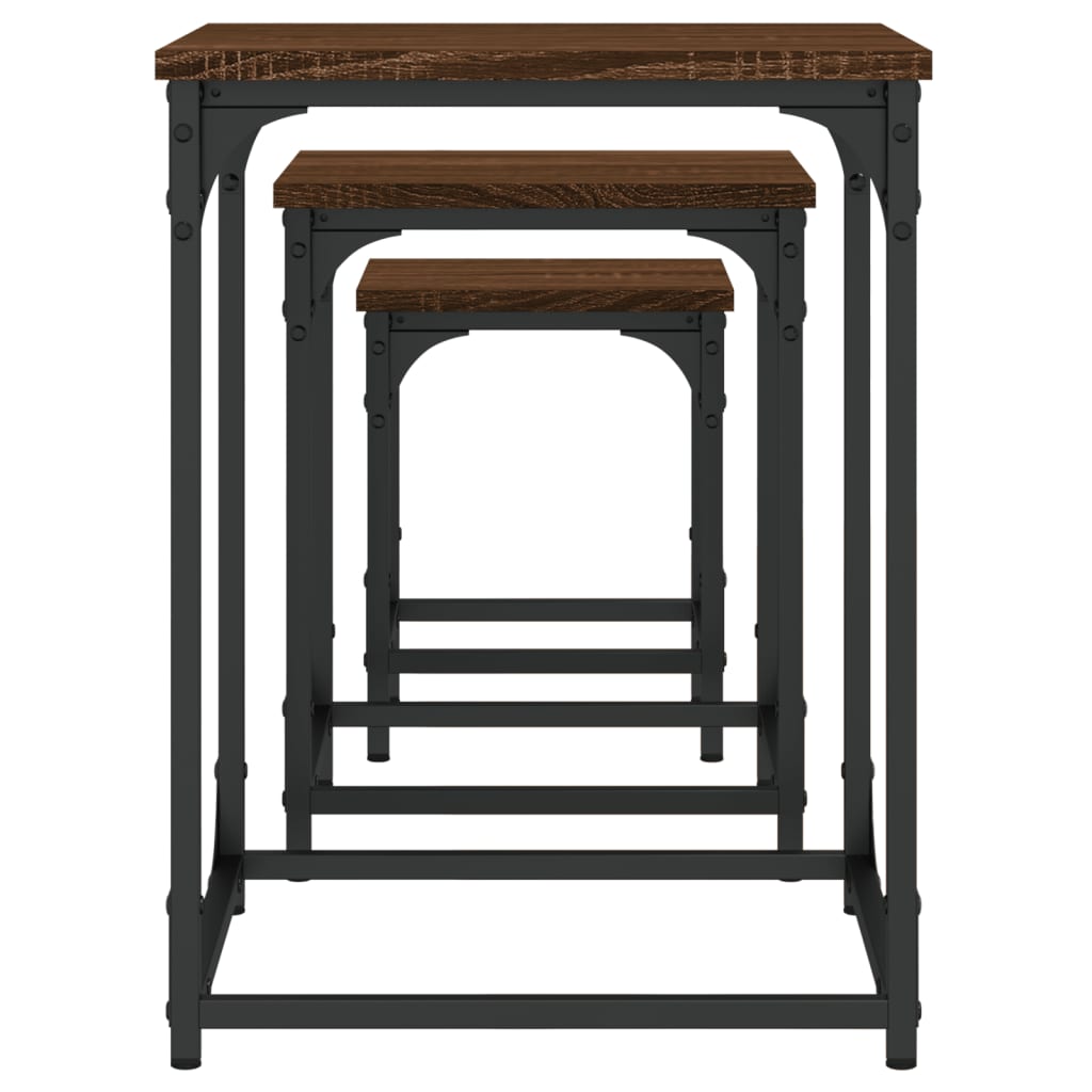 Tables basses gigognes 3 pcs chêne marron bois d’ingénierie - Tables basses
