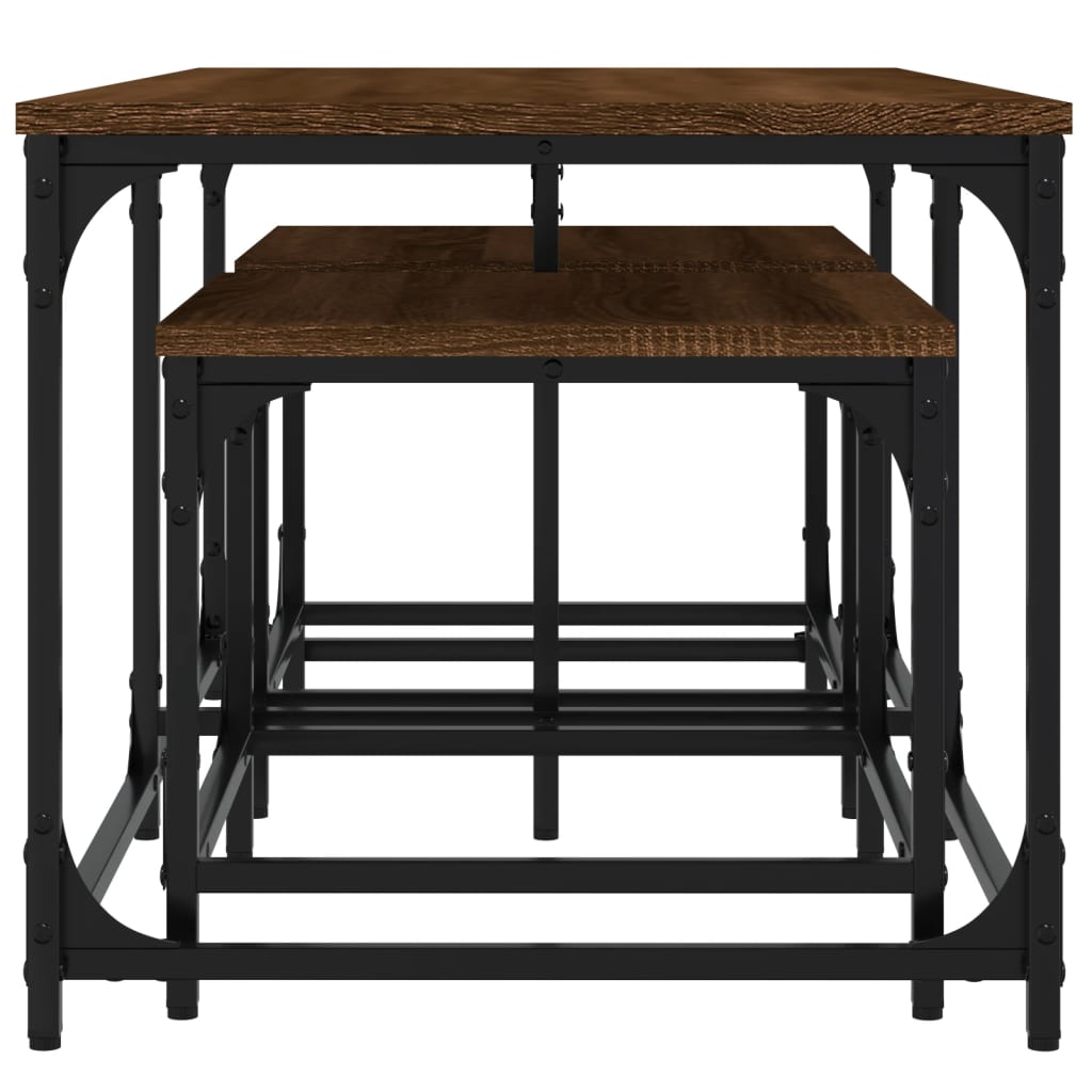 Tables basses gigognes 3 pcs chêne marron bois d’ingénierie - Tables basses