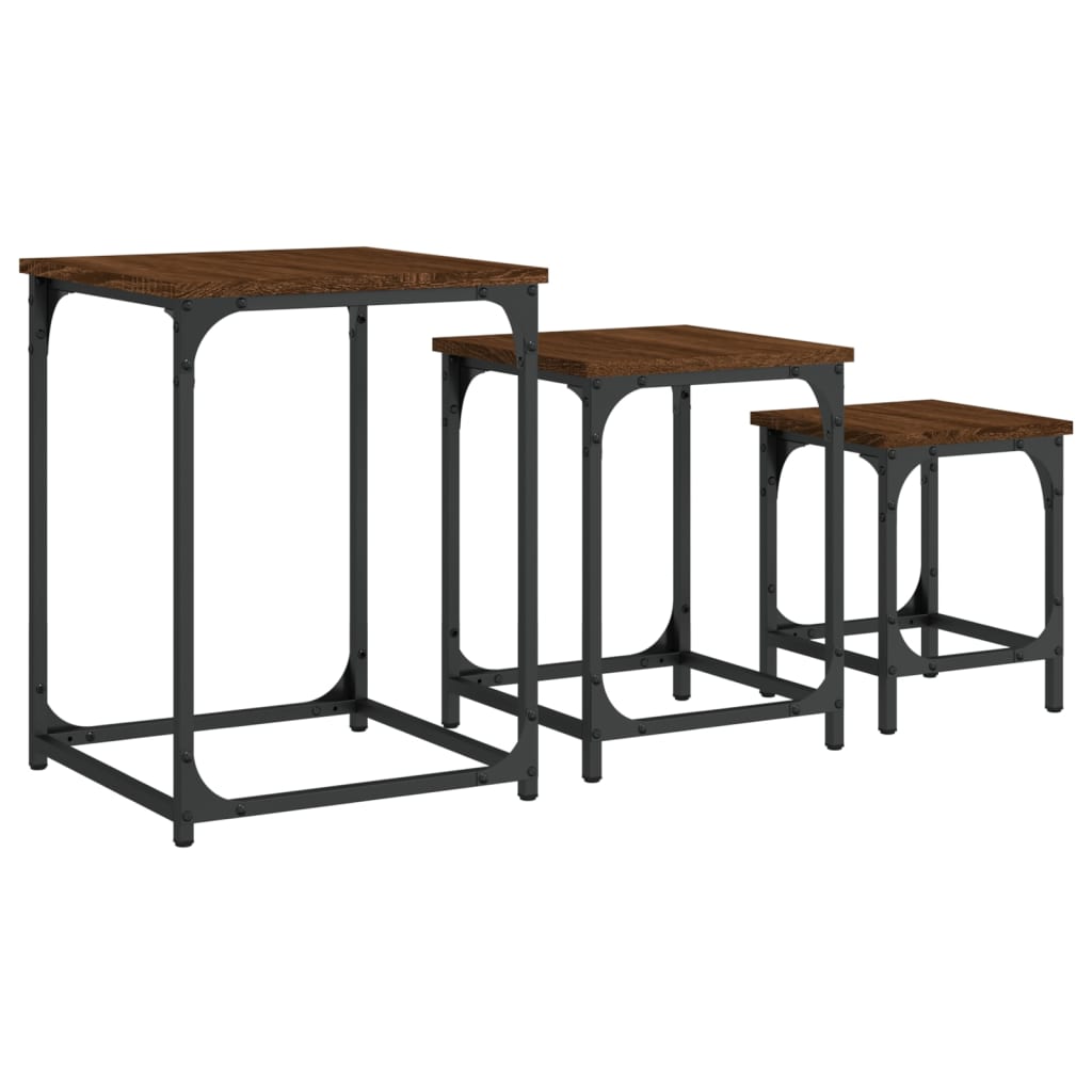 Tables basses gigognes 3 pcs chêne marron bois d’ingénierie - Tables basses