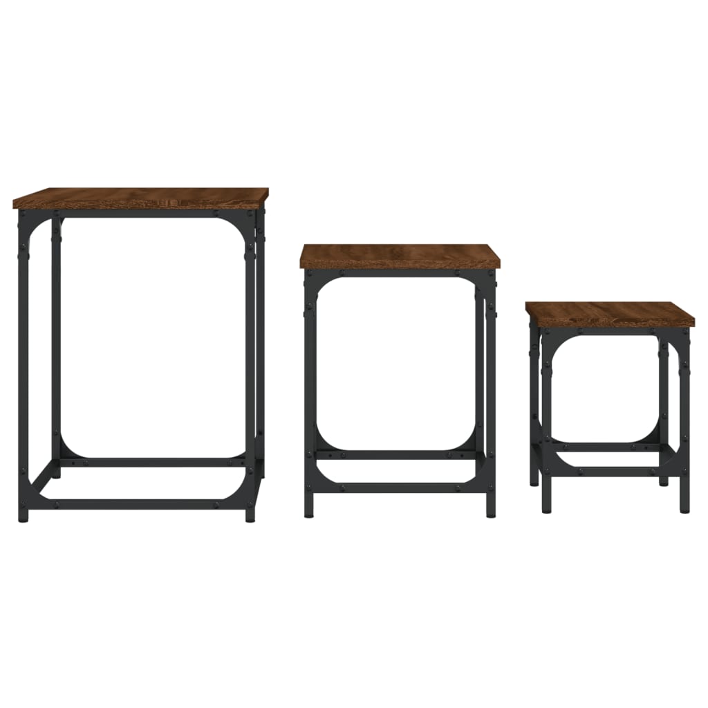 Tables basses gigognes 3 pcs chêne marron bois d’ingénierie - Tables basses