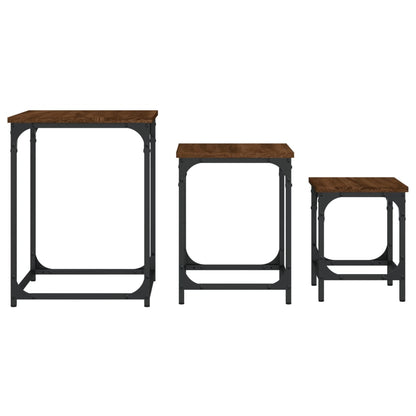 Tables basses gigognes 3 pcs chêne marron bois d’ingénierie - Tables basses