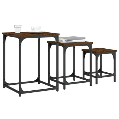 Tables basses gigognes 3 pcs chêne marron bois d’ingénierie - Tables basses
