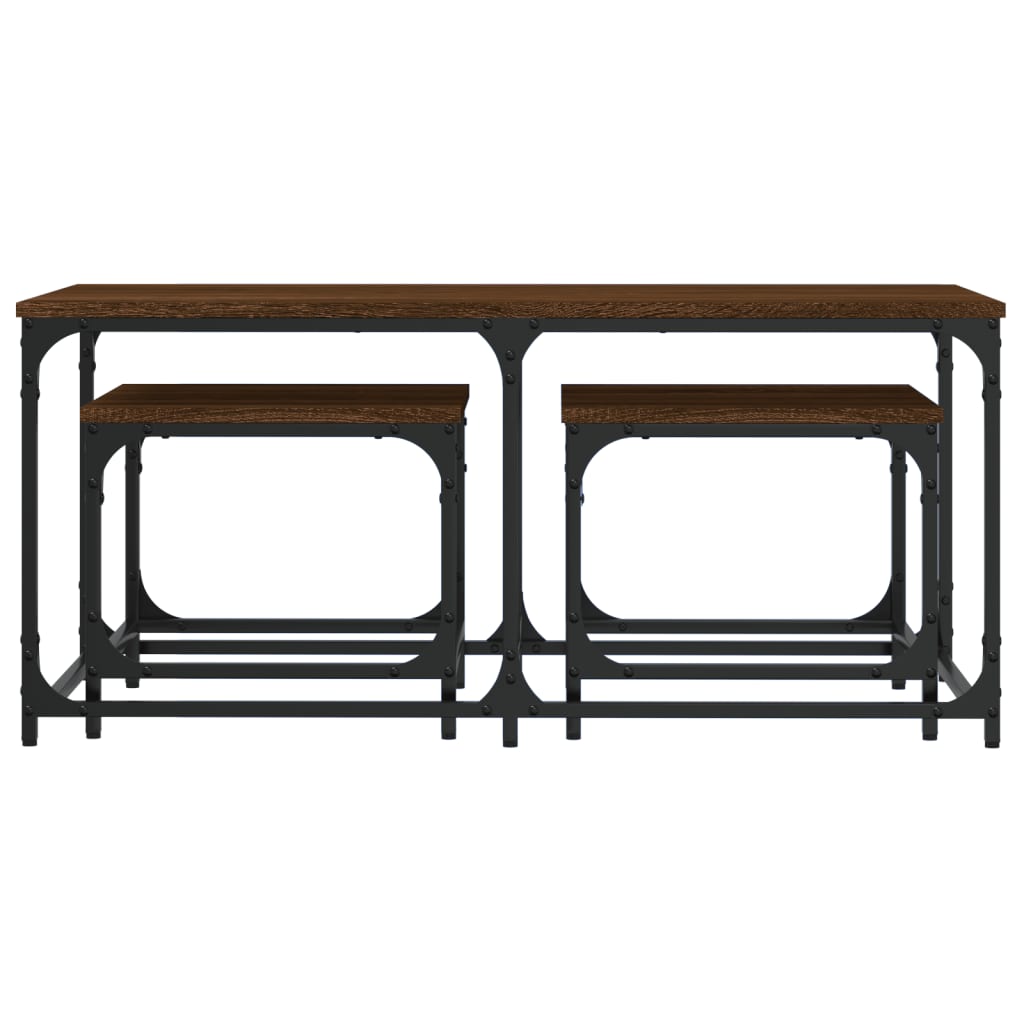 Tables basses gigognes 3 pcs chêne marron bois d’ingénierie - Tables basses