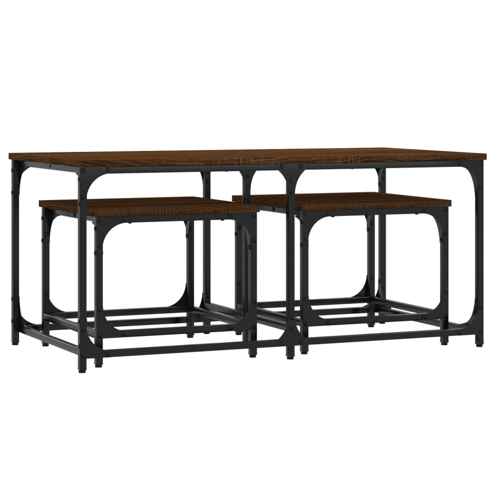Tables basses gigognes 3 pcs chêne marron bois d’ingénierie - Tables basses