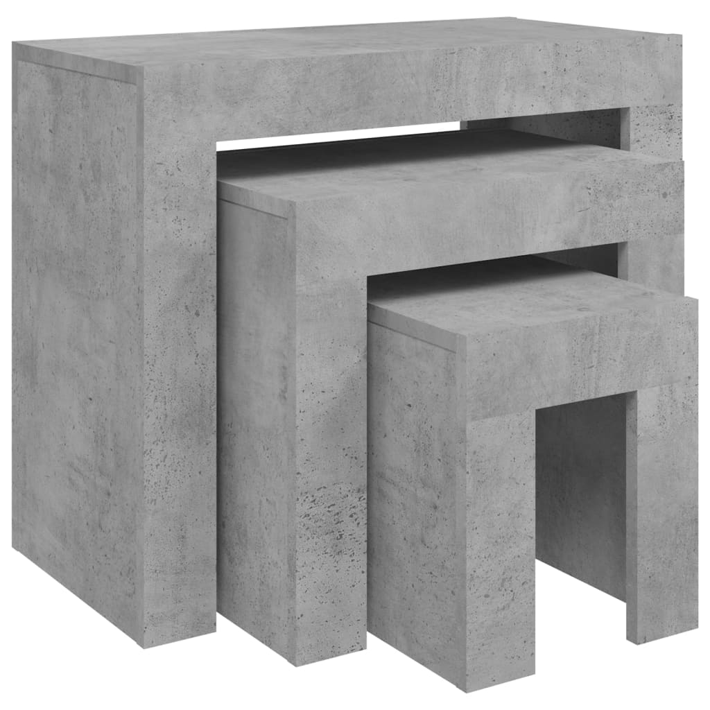 Tables basses gigognes 3 pcs Gris béton Bois d’ingénierie - Tables basses
