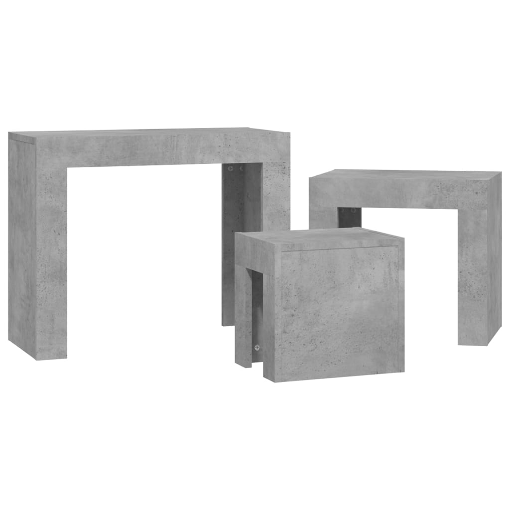Tables basses gigognes 3 pcs Gris béton Bois d’ingénierie - Tables basses