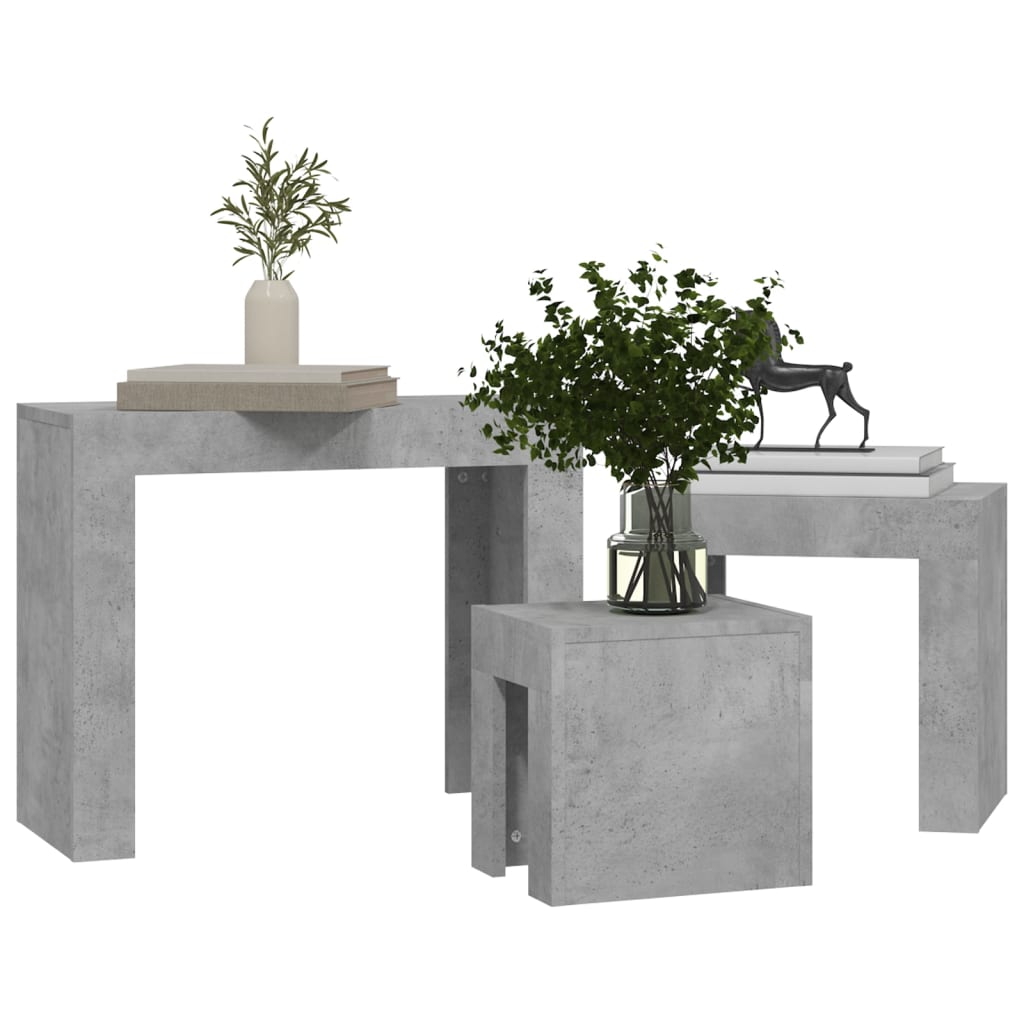 Tables basses gigognes 3 pcs Gris béton Bois d’ingénierie - Tables basses