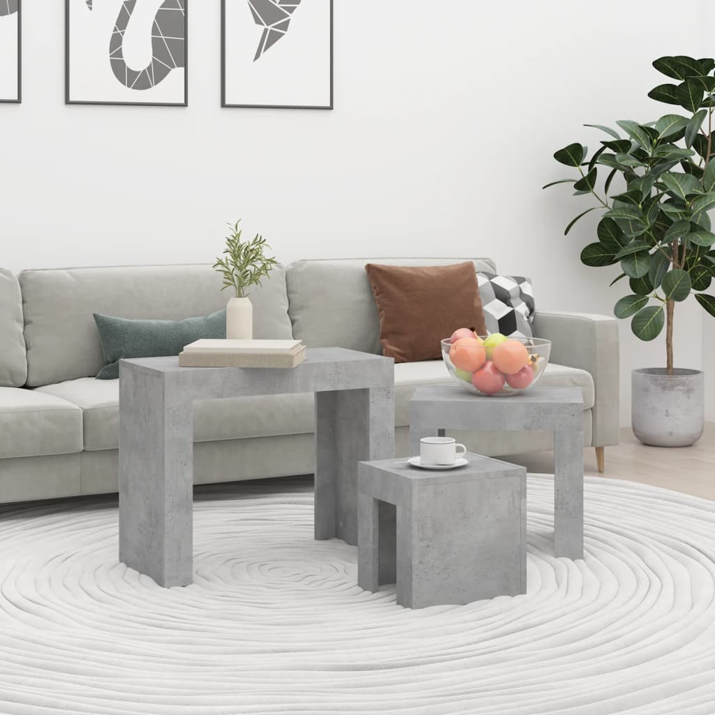 Tables basses gigognes 3 pcs Gris béton Bois d’ingénierie - Tables basses