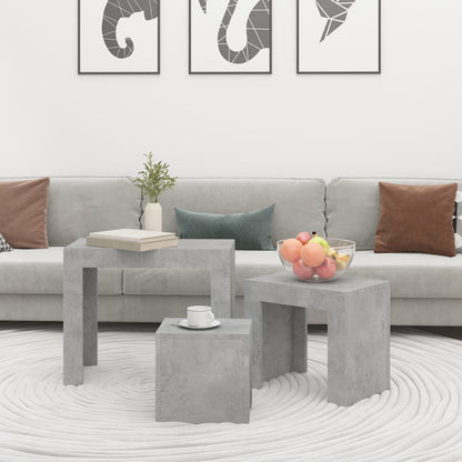 Tables basses gigognes 3 pcs Gris béton Bois d’ingénierie - Tables basses
