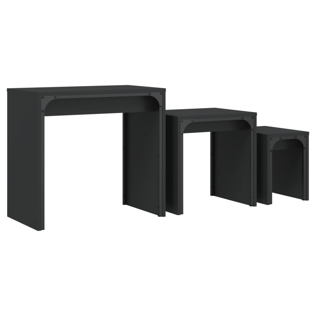 Tables basses gigognes 3 pcs noir bois d’ingénierie - Tables basses