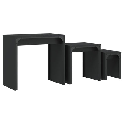 Tables basses gigognes 3 pcs noir bois d’ingénierie - Tables basses