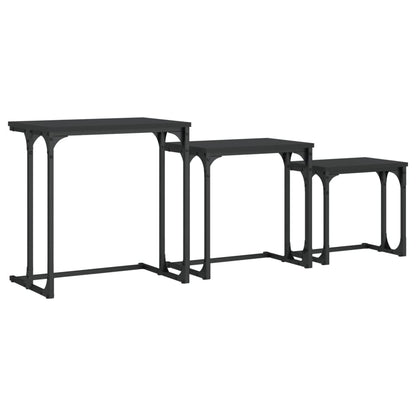 Tables basses gigognes 3 pcs noir bois d’ingénierie - Tables basses