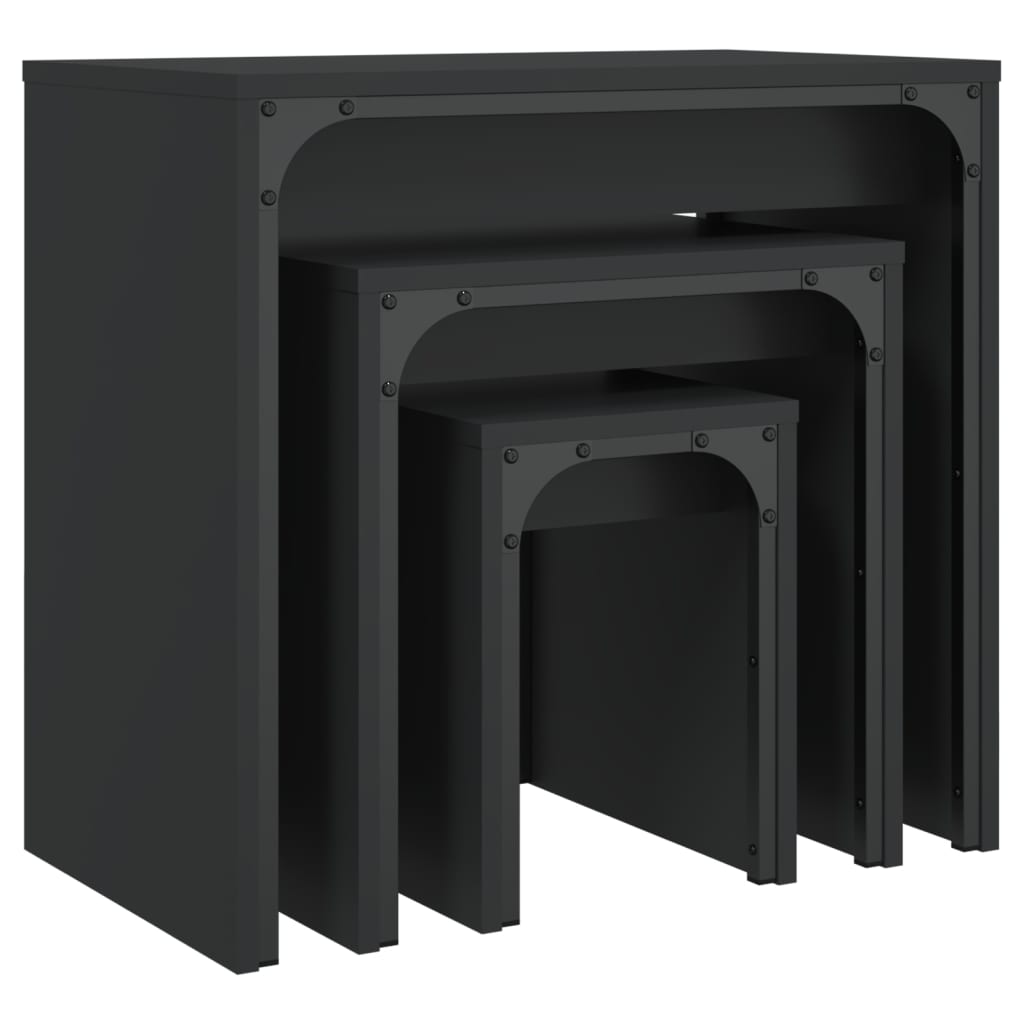 Tables basses gigognes 3 pcs noir bois d’ingénierie - Tables basses