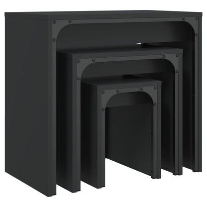 Tables basses gigognes 3 pcs noir bois d’ingénierie - Tables basses