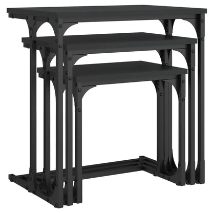 Tables basses gigognes 3 pcs noir bois d’ingénierie - Tables basses