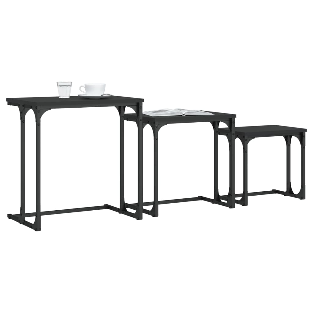 Tables basses gigognes 3 pcs noir bois d’ingénierie - Tables basses