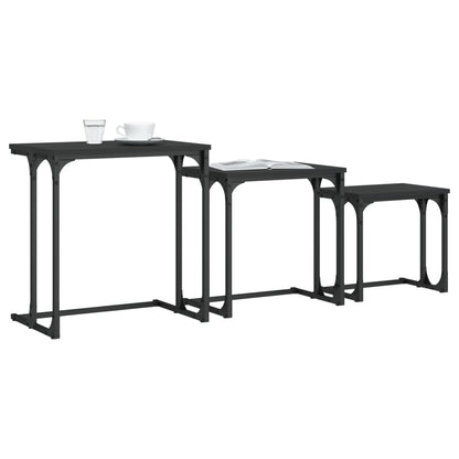Tables basses gigognes 3 pcs noir bois d’ingénierie - Tables basses
