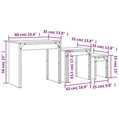 Tables basses gigognes 3 pcs noir bois d’ingénierie - Tables basses