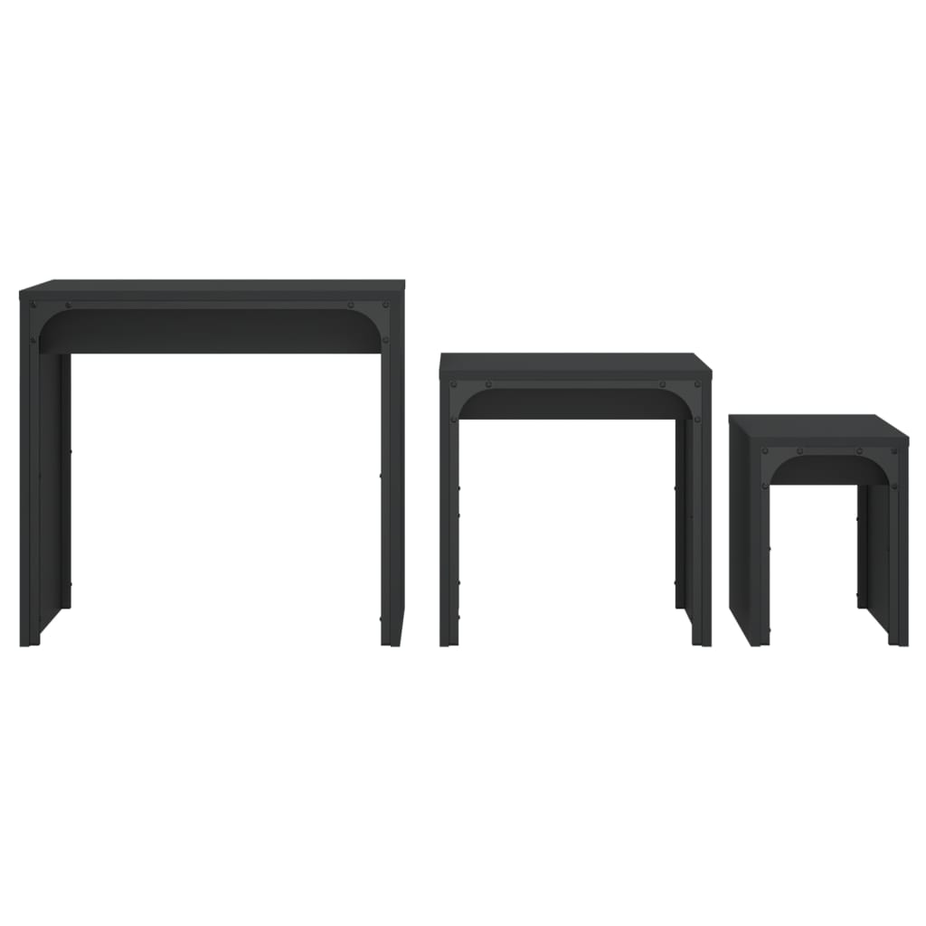 Tables basses gigognes 3 pcs noir bois d’ingénierie - Tables basses