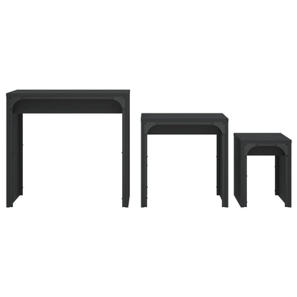Tables basses gigognes 3 pcs noir bois d’ingénierie - Tables basses