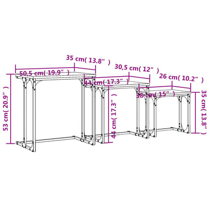 Tables basses gigognes 3 pcs noir bois d’ingénierie - Tables basses