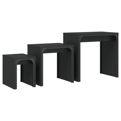 Tables basses gigognes 3 pcs noir bois d’ingénierie - Tables basses