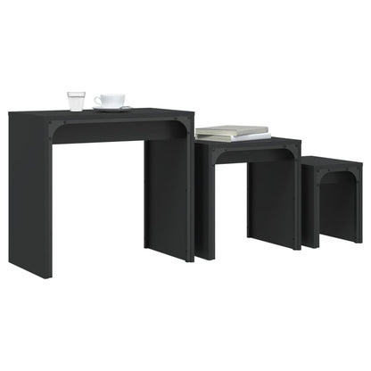 Tables basses gigognes 3 pcs noir bois d’ingénierie - Tables basses