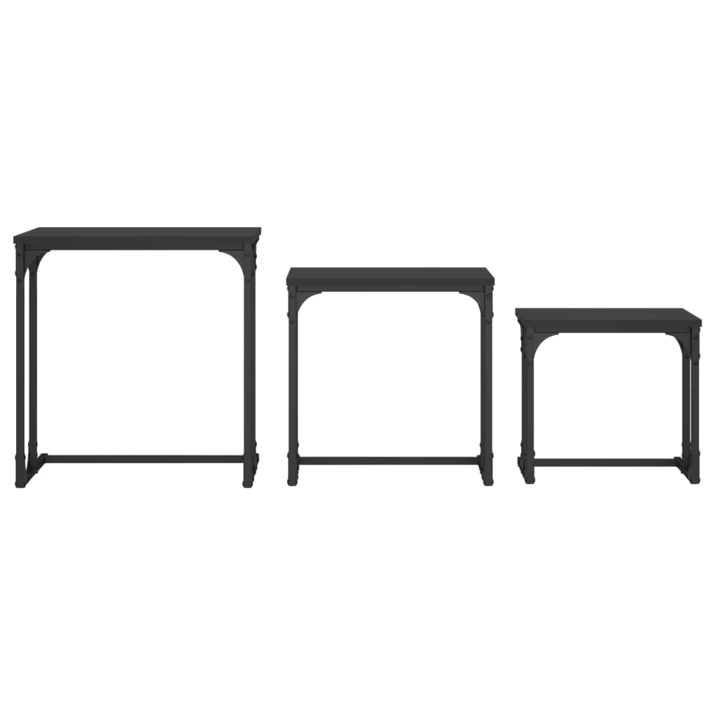 Tables basses gigognes 3 pcs noir bois d’ingénierie - Tables basses