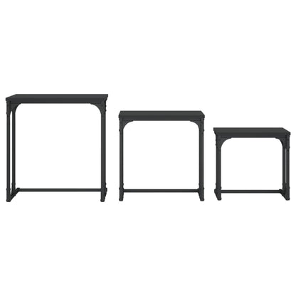Tables basses gigognes 3 pcs noir bois d’ingénierie - Tables basses