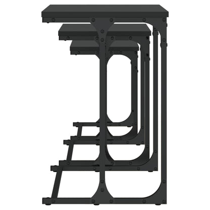 Tables basses gigognes 3 pcs noir bois d’ingénierie - Tables basses