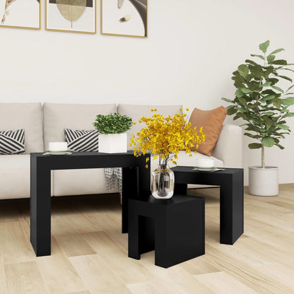 Tables basses gigognes 3 pcs noir bois d’ingénierie - Tables basses