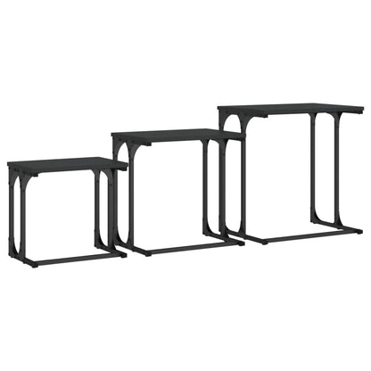 Tables basses gigognes 3 pcs noir bois d’ingénierie - Tables basses