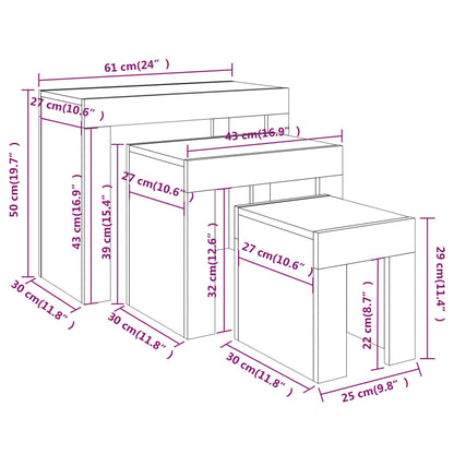 Tables basses gigognes 3 pcs sonoma gris bois d’ingénierie - Tables basses