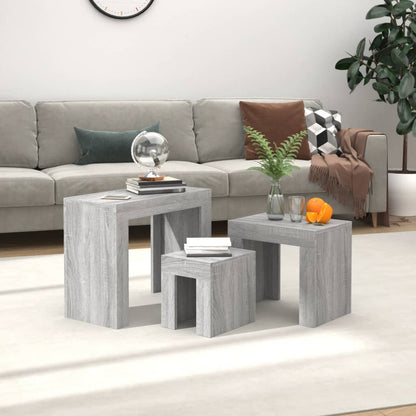 Tables basses gigognes 3 pcs sonoma gris bois d’ingénierie - Tables basses