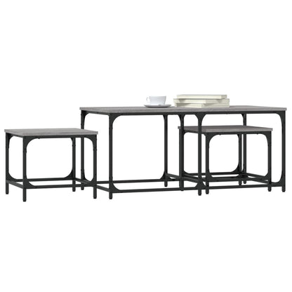 Tables basses gigognes 3 pcs sonoma gris bois d’ingénierie - Tables basses