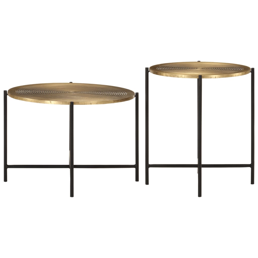 Tables basses lot de 2 laiton et noir métal - Tables basses
