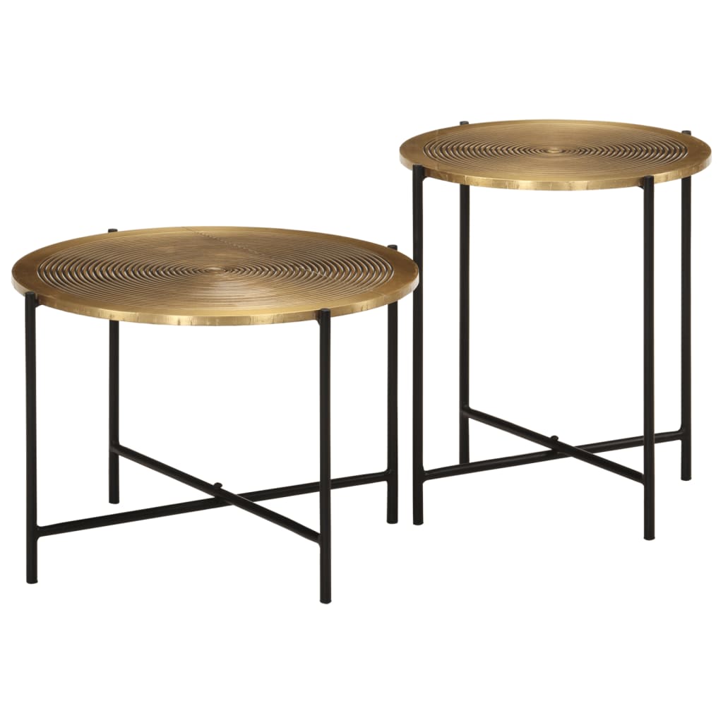 Tables basses lot de 2 laiton et noir métal - Tables basses