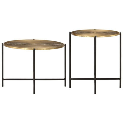 Tables basses lot de 2 laiton et noir métal - Tables basses