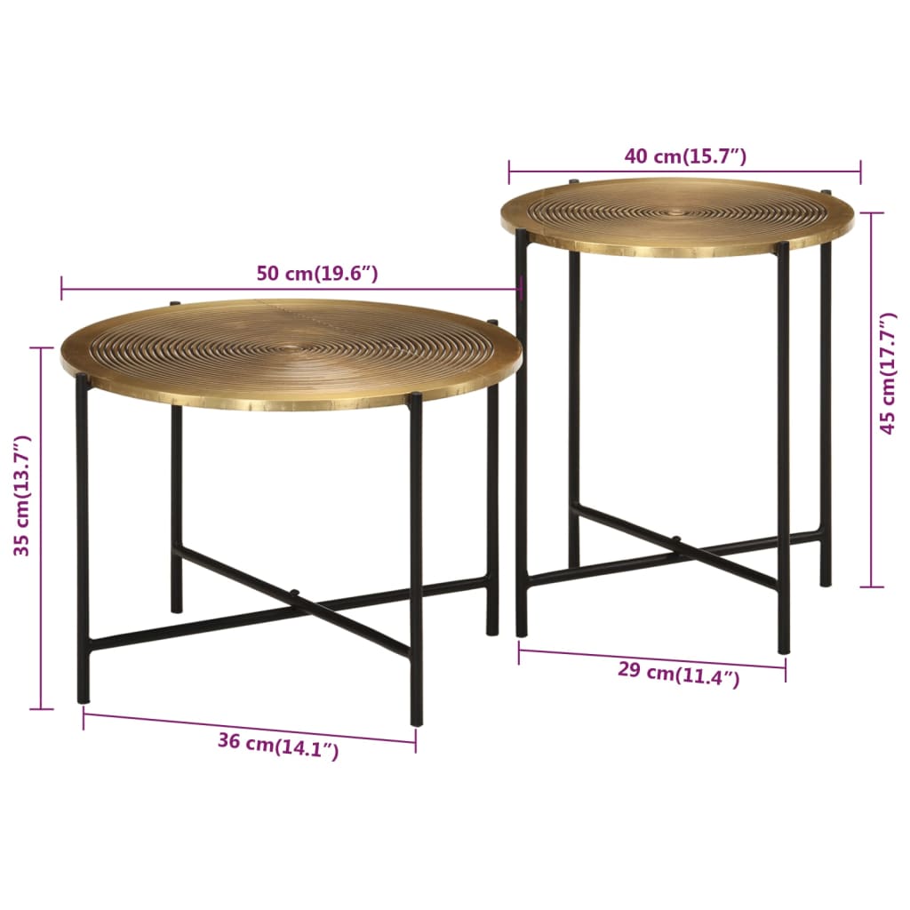 Tables basses lot de 2 laiton et noir métal - Tables basses