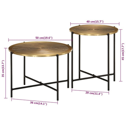 Tables basses lot de 2 laiton et noir métal - Tables basses