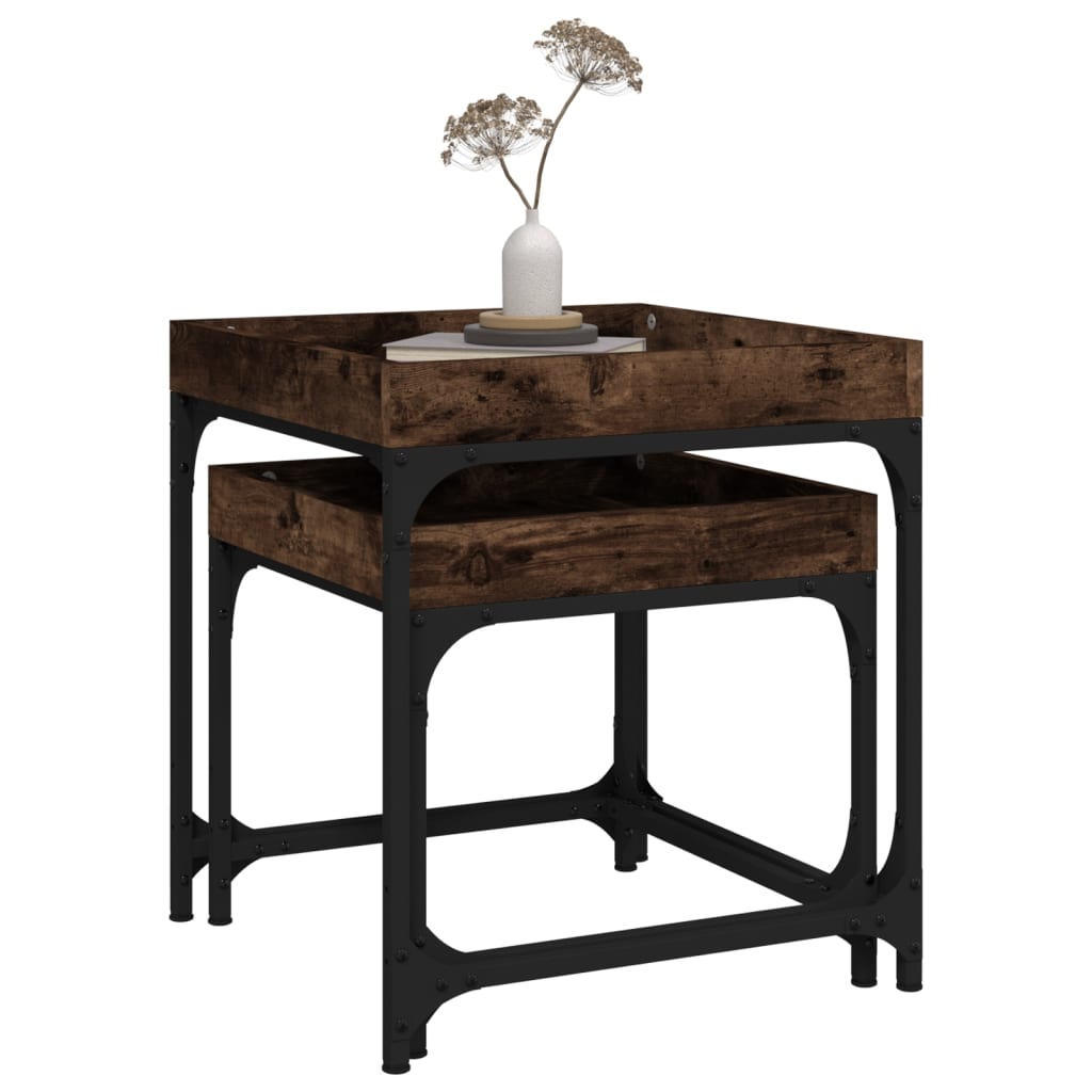 Tables d’appoint 2 pcs Chêne fumé Bois d’ingénierie - Tables basses