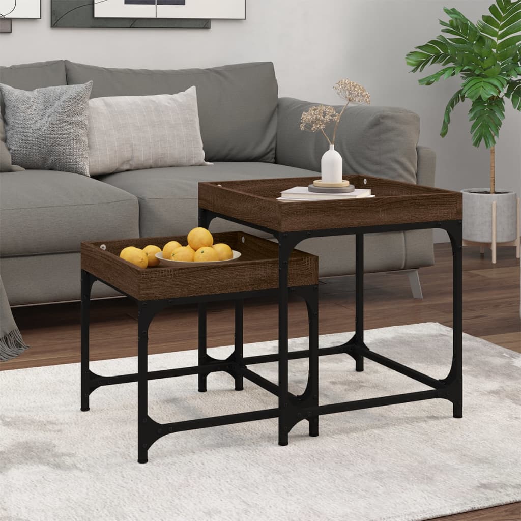 Tables d’appoint 2 pcs Chêne marron Bois d’ingénierie - Tables basses