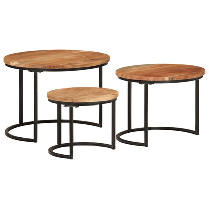 Tables gigognes 3 pcs bois massif d’acacia - Tables basses