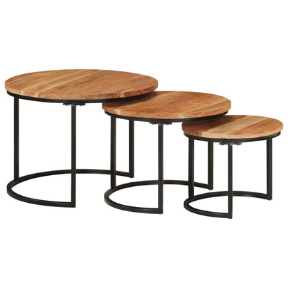 Tables gigognes 3 pcs bois massif d’acacia - Tables basses
