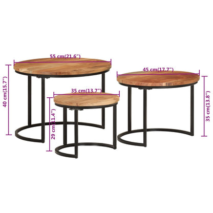 Tables gigognes 3 pcs bois massif d’acacia - Tables basses